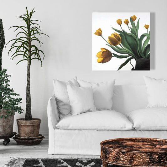 Yellow Tulips Botanical Canvas - Floral Home Decor Wall Art