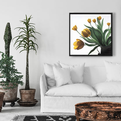 Toile botanique Tulipes jaunes | Décoration d'intérieur encadrée