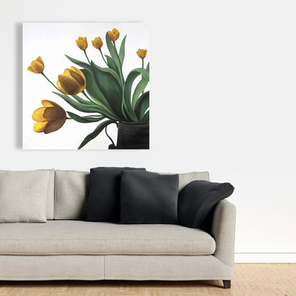 Yellow Tulips Botanical Canvas - Floral Home Decor Wall Art