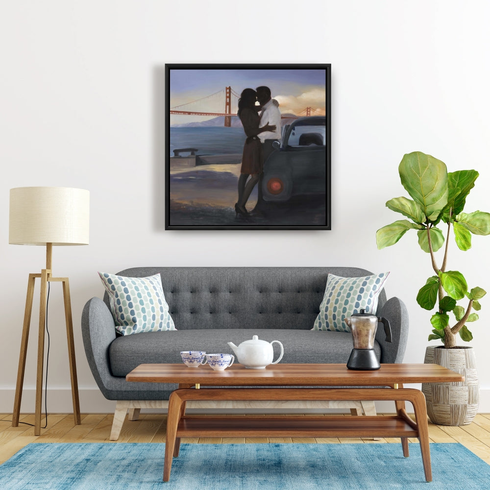 Blue Bedroom Romantic Canvas | Loving Couple San Francisco