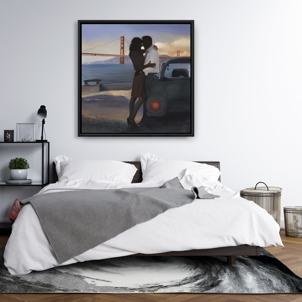 Blue Bedroom Romantic Canvas | Loving Couple San Francisco
