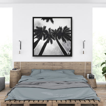 Toile monochrome Palmiers | Décoration murale de chambre côtière