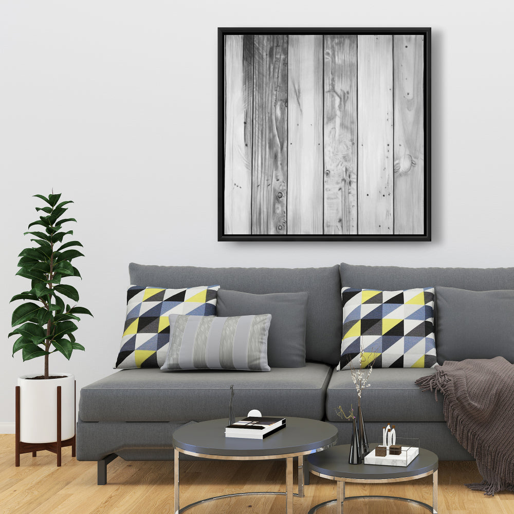 Toile de salon avec arbres gris - Décoration d'intérieur texturée en bois