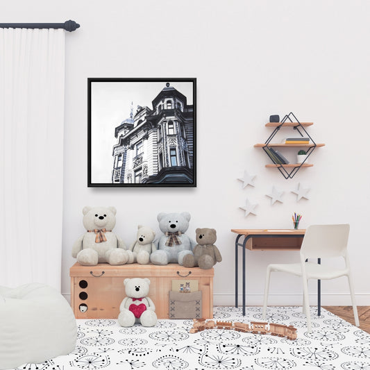 Blue Monochrome "Historic Apartment" Framed Canvas - Home Decor