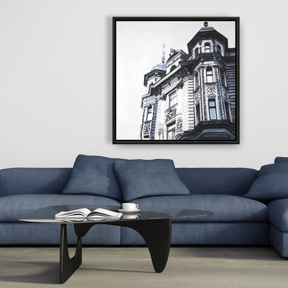 Blue Monochrome "Historic Apartment" Framed Canvas - Home Decor