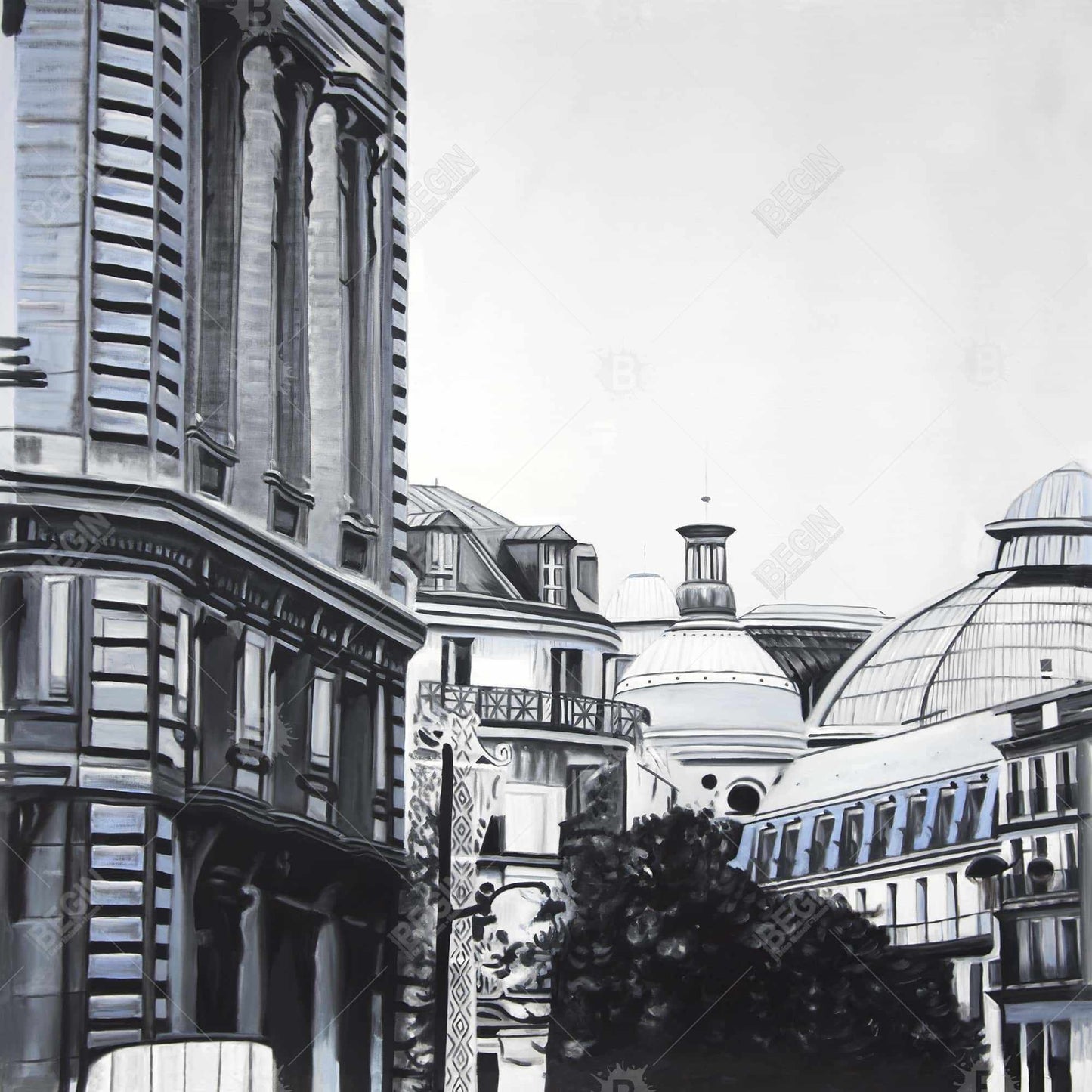 Hyperrealist Blue Framed Canvas | Historic Downtown Decor