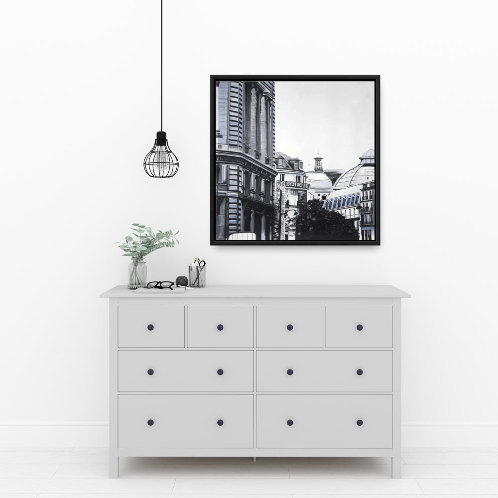Hyperrealist Blue Framed Canvas | Historic Downtown Decor