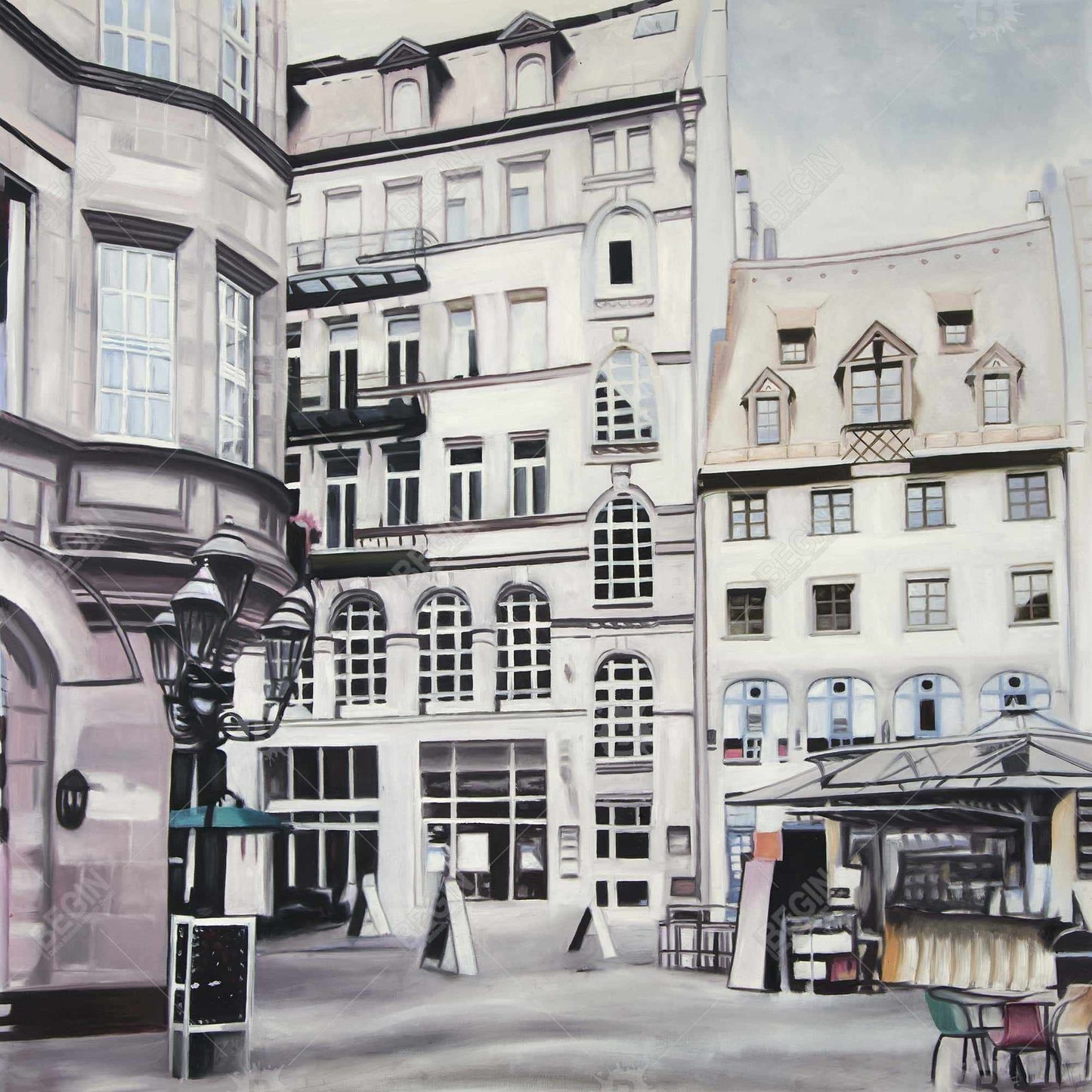 Toile « Scène de rue en Allemagne » | Décoration de chambre hyperréaliste