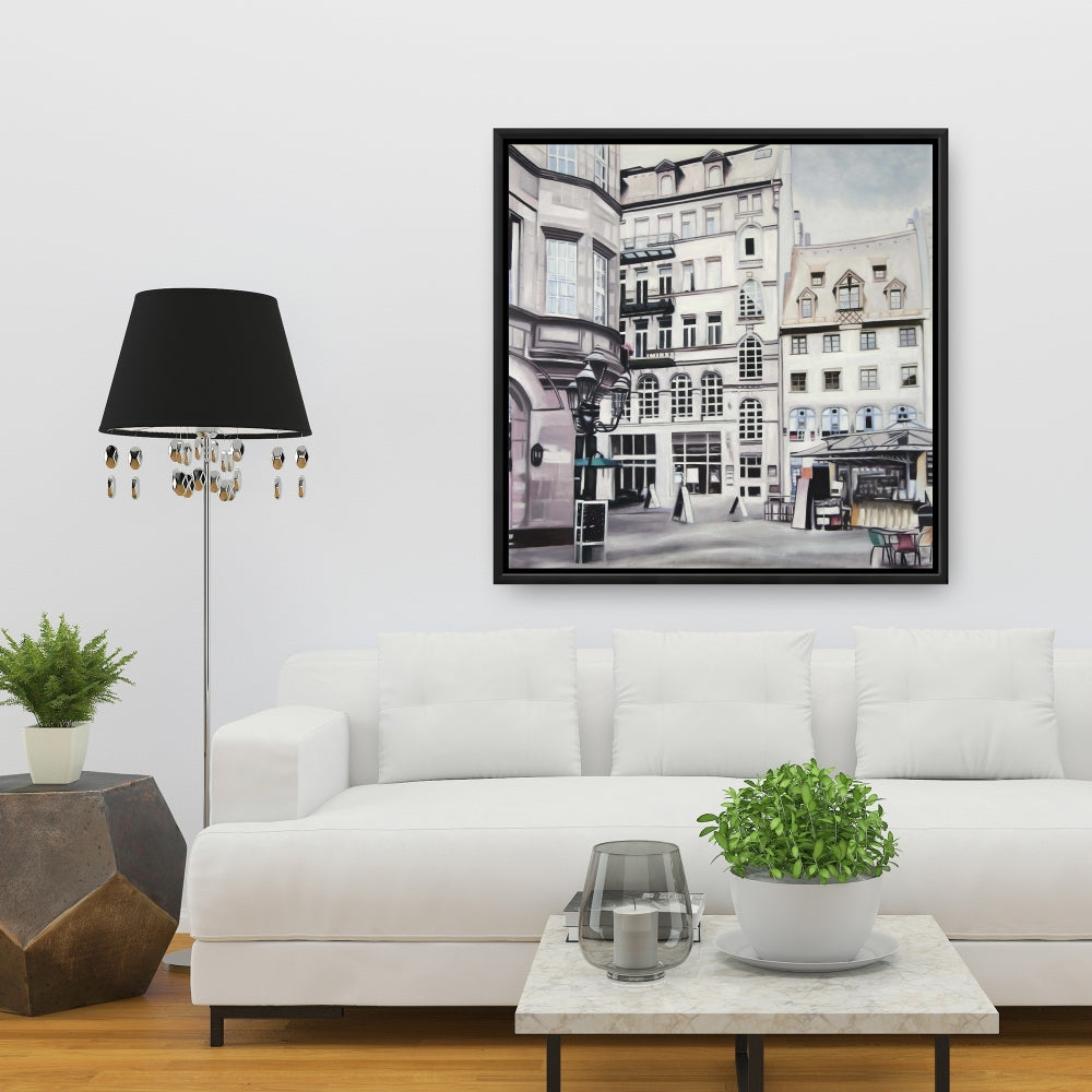 Hyperrealist Bedroom Canvas | Street Scene in Germany Decor