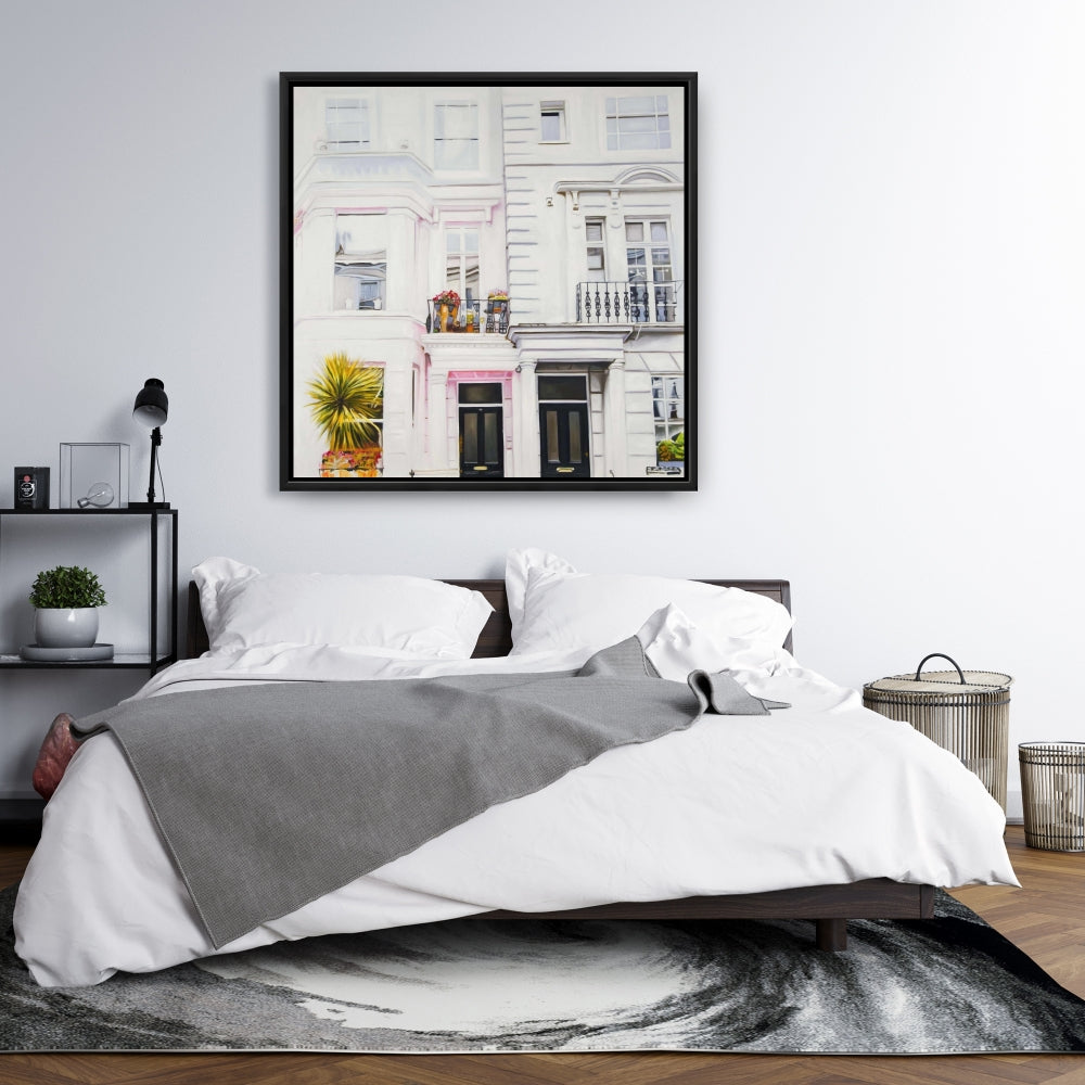 West Coast Houses Canvas | White Framed Art for Home Decor