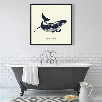 Blue Whale Sketch Framed Canvas | Illustrative Home Decor