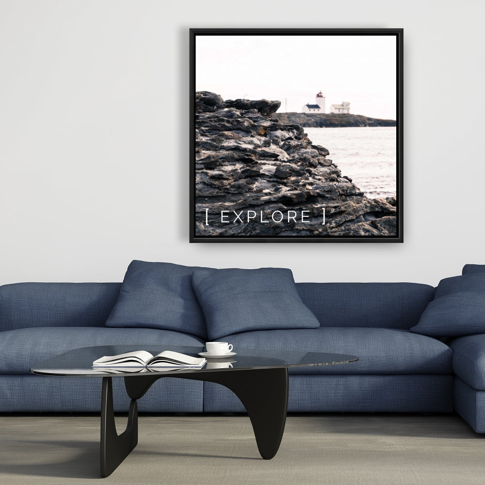 Explorez la toile encadrée grise marine côtière | Décoration d'intérieur