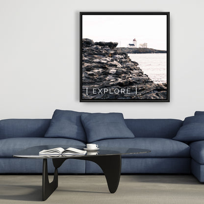 Explorez la toile encadrée grise marine côtière | Décoration d'intérieur