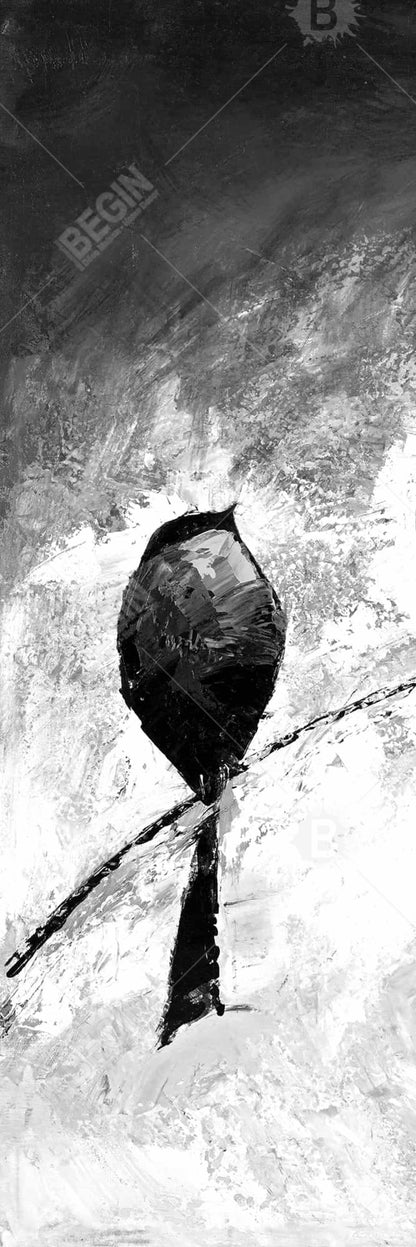 Toile « Quatre oiseaux perchés » | Décoration de salon contemporaine