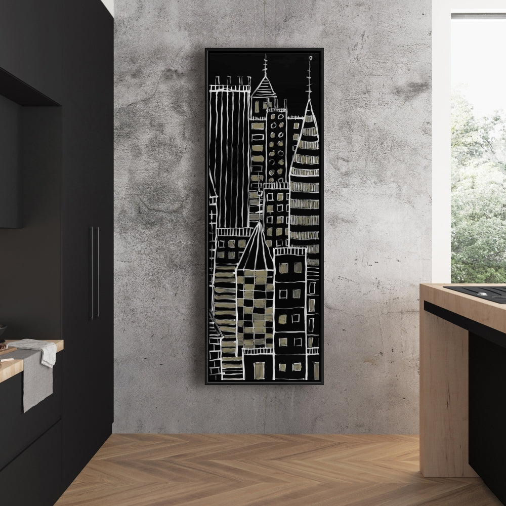 Toile encadrée illustrative « Ville sombre » - Décoration d'intérieur