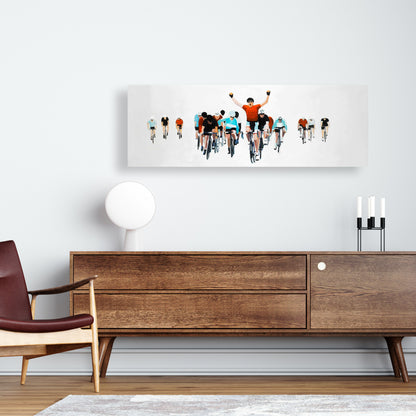 Toile « Cyclistes en fin de course » | Décoration d'intérieur sportive bleue