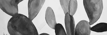 Toile encadrée Cactus en nuances de gris | Décoration murale botanique grise