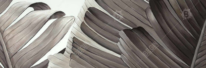 Toile à motifs de feuilles tropicales en niveaux de gris – Décoration florale exotique pour la maison