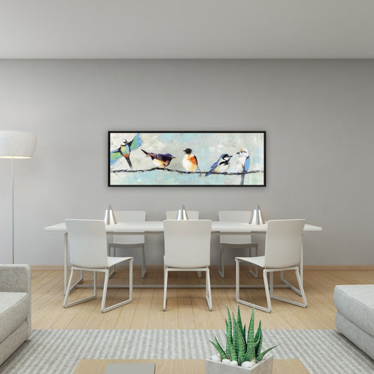 Small Colorful Birds Framed Canvas | Home Decor Wall Art