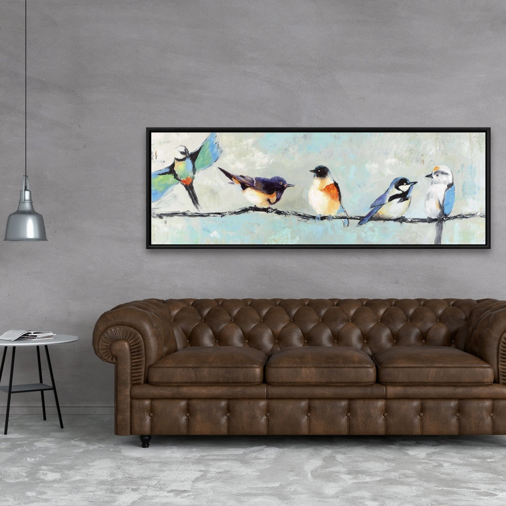 Small Colorful Birds Framed Canvas | Home Decor Wall Art