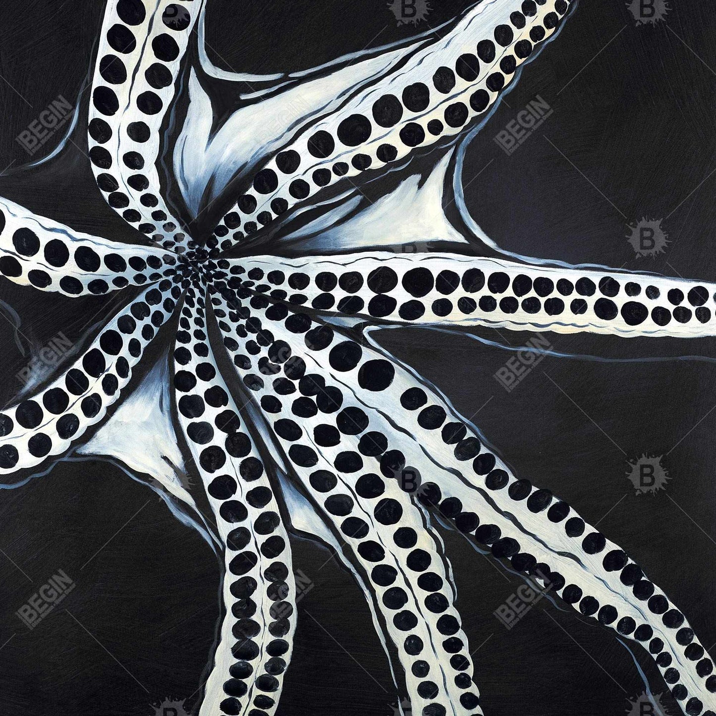 Large Octopus Tentacle Canvas | Marine Bathroom Decor