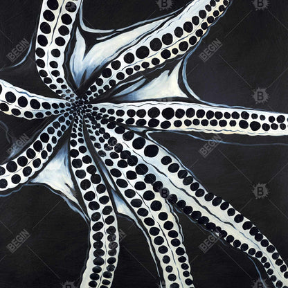 Large Octopus Tentacle Canvas | Marine Bathroom Decor