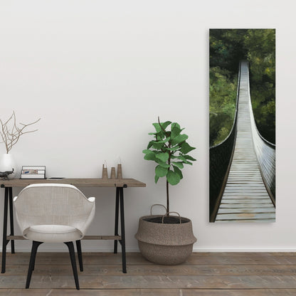 Suspended Bridge in Forest Canvas - Modern Tree Landscapes