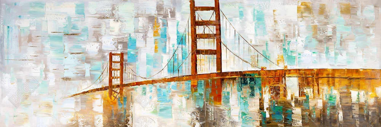 Golden Gate Canvas - Turquoise Accents | Bedroom Wall Decor