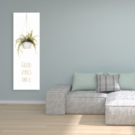 Good Vibes Only Canvas - White Leaves Floral Home Decor