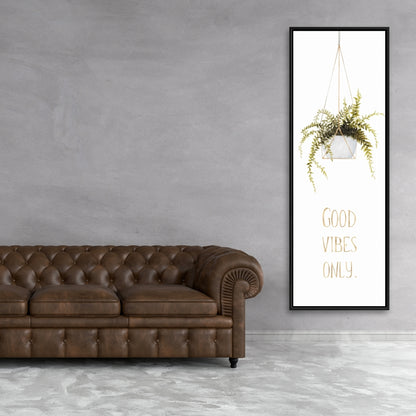 Toile florale « Good Vibes Only Leaves » | Décoration d'intérieur avec cadre blanc