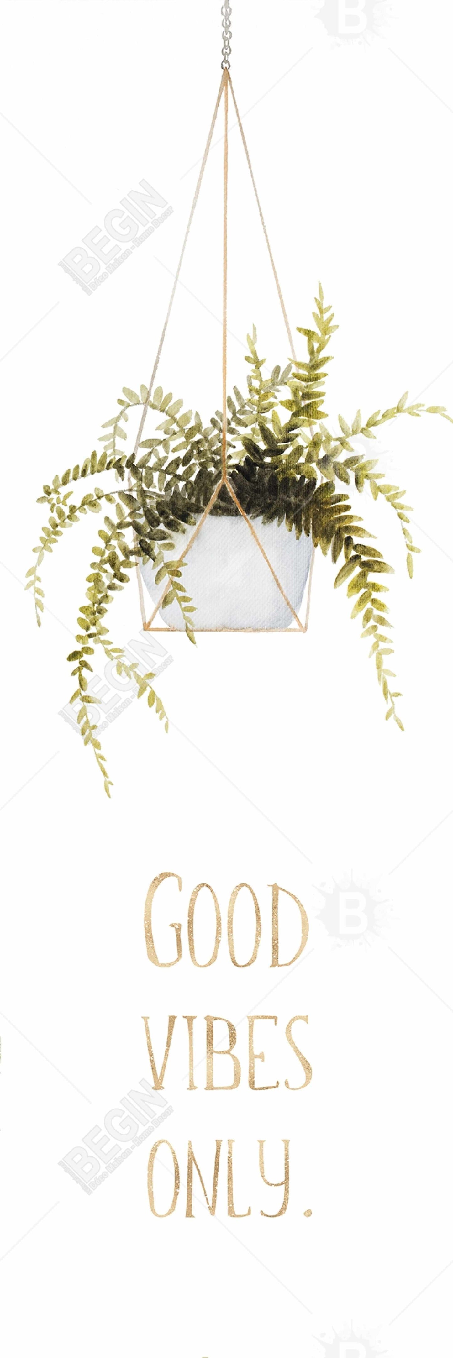 Toile florale « Good Vibes Only Leaves » | Décoration d'intérieur avec cadre blanc