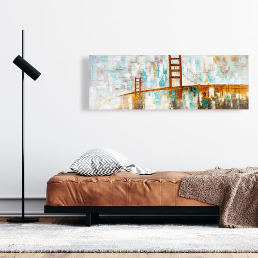 Golden Gate Turquoise Canvas - Industrial Bedroom Wall Art