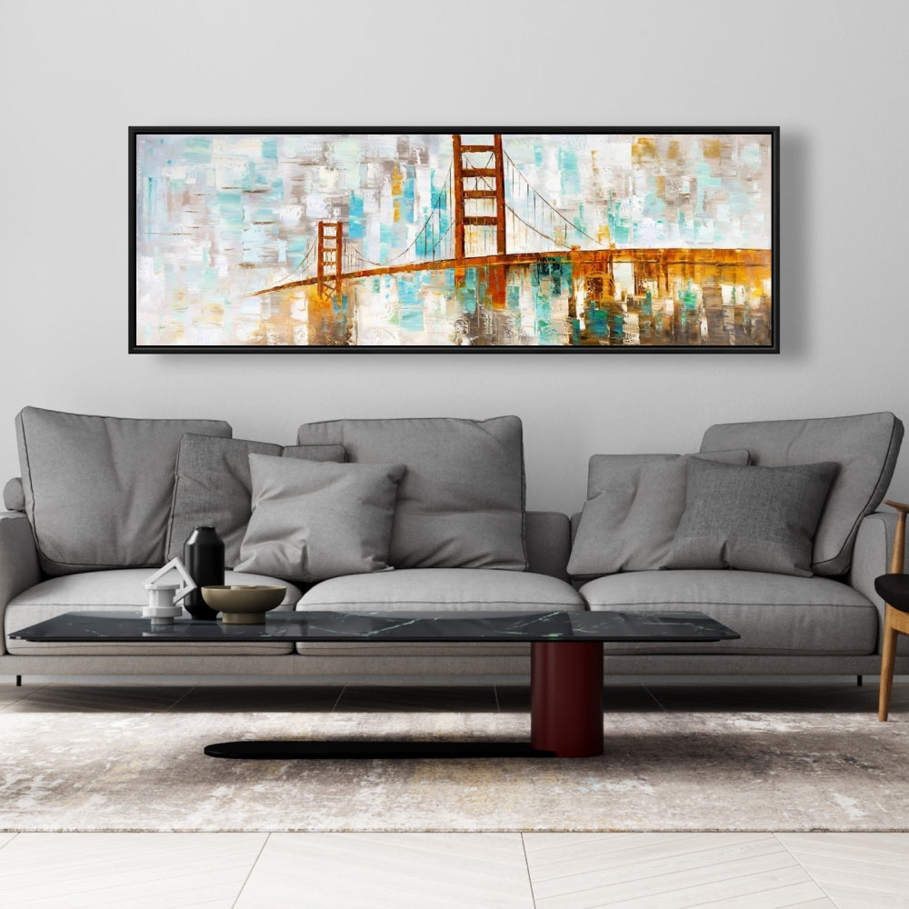 Golden Gate Canvas - Turquoise Accents | Bedroom Wall Decor
