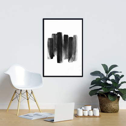 Black Shapes Minimalist Canvas | Bedroom Decor Framed Art