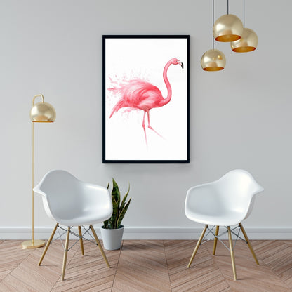 Toile aquarelle Flamant rose | Décoration de chambre - Art encadré