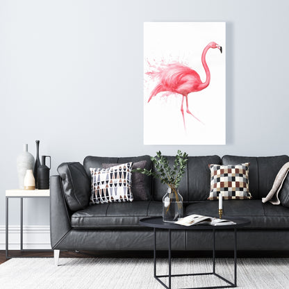 Pink Flamingo Watercolor Canvas - Home Decor Wall Art