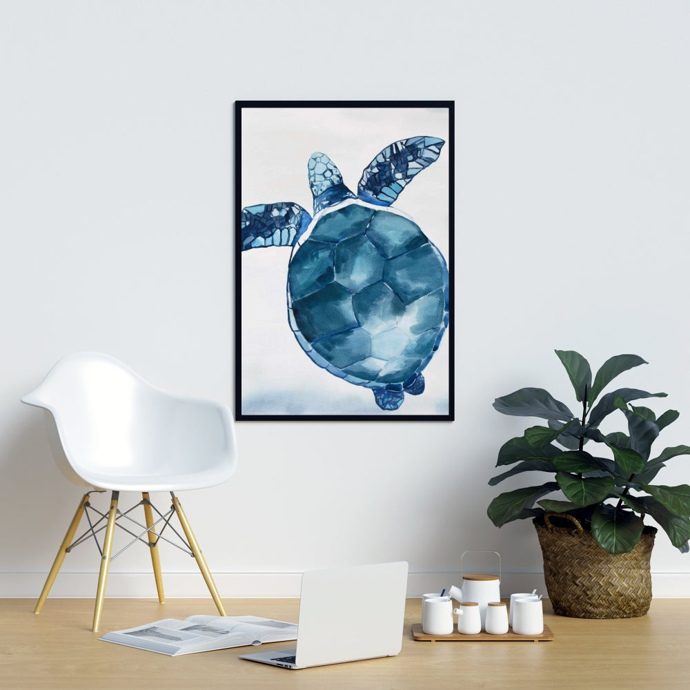 Watercolor Blue Turtle Canvas - Blue Bedroom Animals Decor