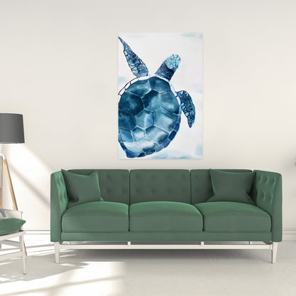 Blue Turtle Exotic Canvas | Home Decor Wall Art - Blue Animals