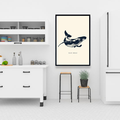 Blue Whale Sketch Framed Canvas | Illustrative Home Decor