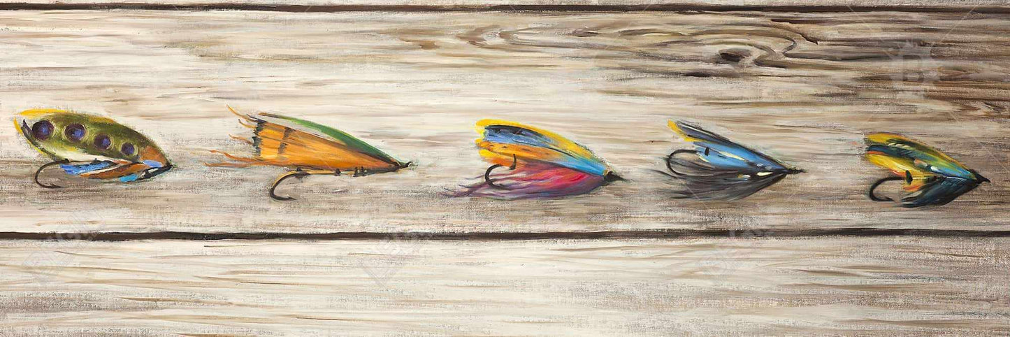 Coastal Blue Fishing Flies Canvas | Framed Wall Art Decor