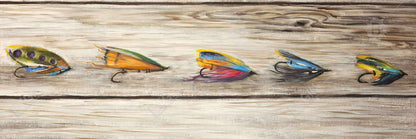 Coastal Blue Fishing Flies Canvas | Framed Wall Art Decor