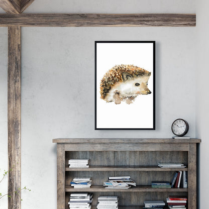 Toile aquarelle Hérisson | Décoration d'intérieur Animaux Marrons