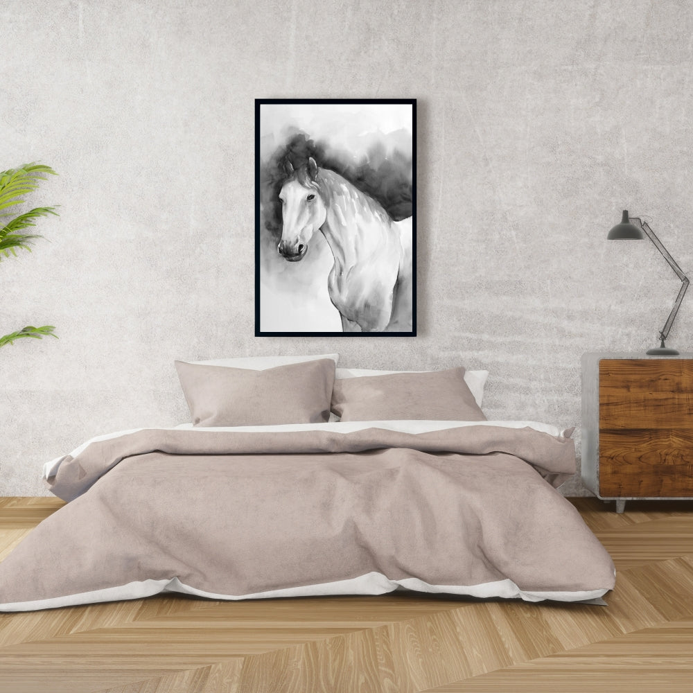 Domino Horse Minimalist Framed Canvas | Farm Animal Decor