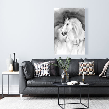 Toile monochrome blanche représentant des animaux de la ferme – Décoration d'intérieur