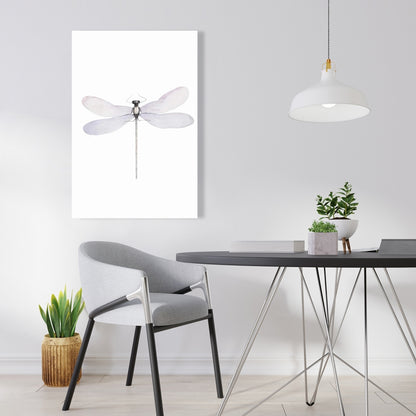 Toile grise délicate représentant une libellule - Décoration de chambre à coucher avec insectes