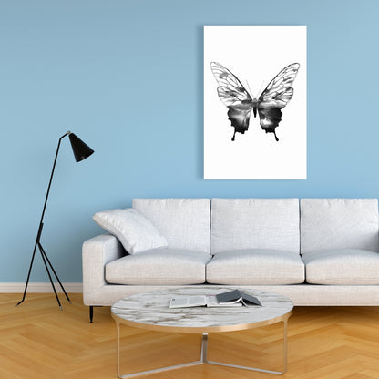 Black Butterfly Sketch Canvas | Minimalist Bedroom Decor