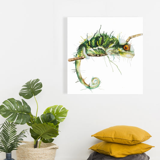 Chameleon on the Lookout Canvas - Reptile Home Decor Art