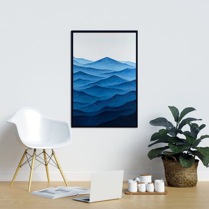 Toile « Vagues océaniques sombres et calmes » | Décoration côtière bleue