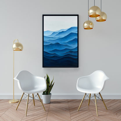 Blue Ocean Coastal Bedroom Minimalist Framed Canvas Decor