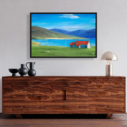 Toile Highlands écossaises | Décoration de chambre côtière bleue